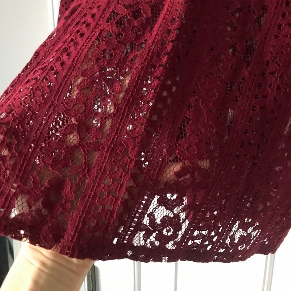 Ann Taylor Loft burgundy lace top blouse - Picture 2 of 4